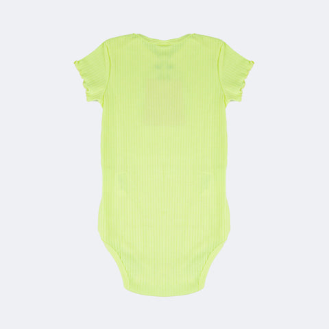 Body Bebê Kukiê Canelado Unicórnio Menta Neon - costas do body infantil feminino