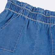 Conjunto Bebê Kukiê Bata Tule Vermelha e Short Jeans - detalhe do coz do short
