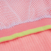 Conjunto Infantil Kukiê Vestido Canelado e Top Tela Rosa Neon - barra colorida