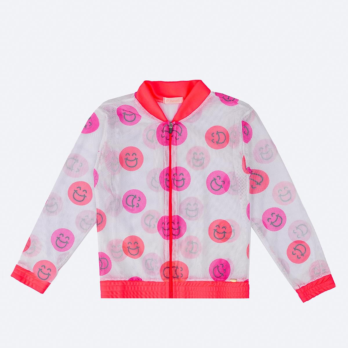 Jaqueta Infantil Feminina Pampili Carinhas Divertidas Neon - frente jaqueta infantil feminina