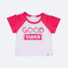 Camiseta Infantil Pampili Good Vibes Pink e Branca