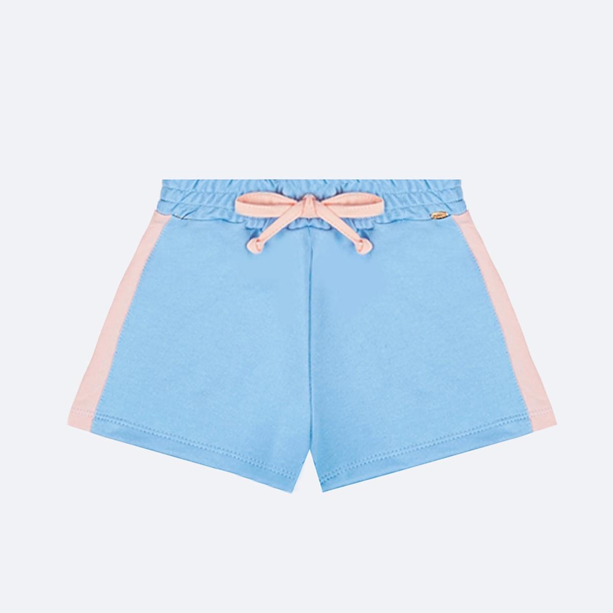 Short Infantil Pampili Cordão Azul e Rosa - frente short infantil feminino