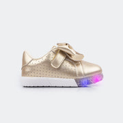 Tênis de Led Infantil Sneaker Luz Baby Fun Dourado.