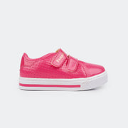 Tênis Infantil Pampili Mini Blog em Verniz com Fecho Velcro Pink.