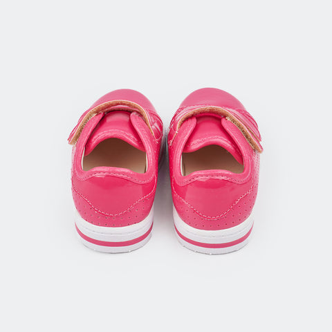 Tênis Infantil Pampili Mini Blog em Verniz com Fecho Velcro Pink.