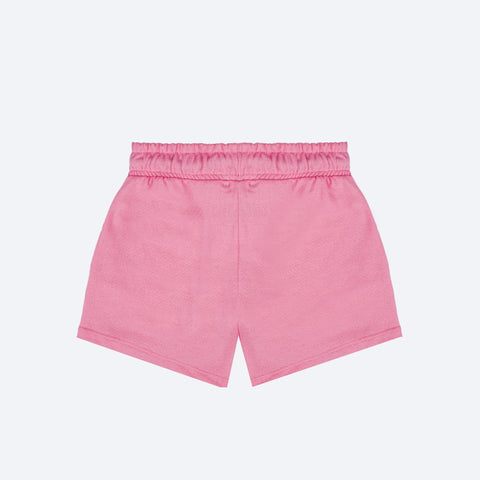 Short Infantil Vallen Moletom Cordão Listrado Rosa - costas short rosa