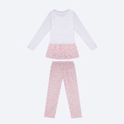Pijama Infantil Cara de Criança Manga Longa Ballet Branco e Rosa - costas pijama feminino
