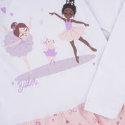 Pijama Infantil Cara de Criança Manga Longa Ballet Branco e Rosa - pijama estampado