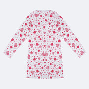 Camisola Infantil Cara de Sono Manga Longa Corações Branca e Pink - costas camisola estampada