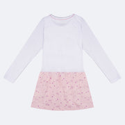 Camisola Infantil Cara de Criança Manga Longa Ballet Branco e Rosa - costas da camisola branca