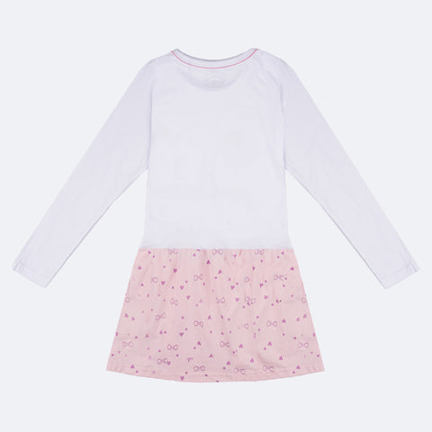 Camisola Infantil Cara de Criança Manga Longa Ballet Branco e Rosa - costas da camisola branca