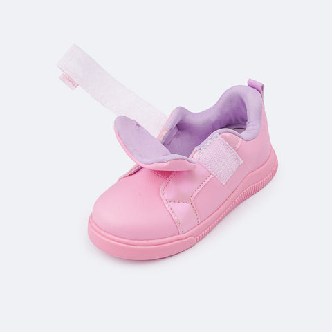 Tênis Infantil Feminino Pampili Pom Pom Strass Transparente Rosa Bale Novo  - tênis aberto para o calce 