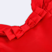 Vestido de Festa Petit Cherie Sweet Love Acetinado Vermelho - 1 a 6 Anos - vestido com laço na gola