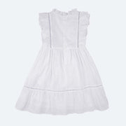 Vestido de Bebê Roana com Calcinha Babados e Laços Branco - costas do vestido infantil branco