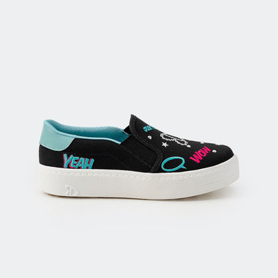 Tênis Slip On Feminino Tweenie #Play Just For Fun Preto.