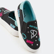 Tênis Slip On Feminino Tweenie #Play Just For Fun Preto.