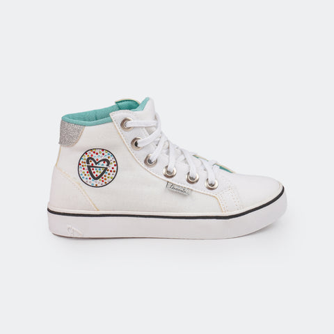 Tênis Cano Médio Feminino Tweenie #Fun Branco.