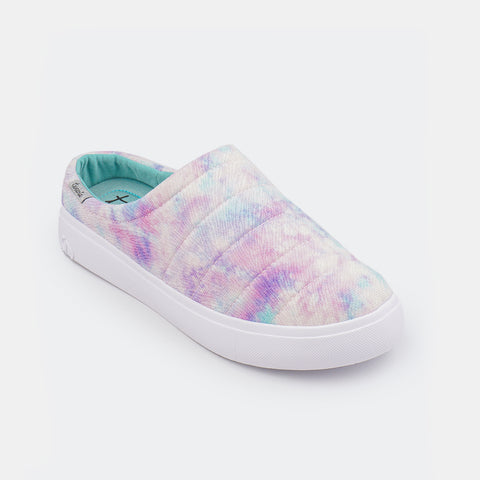 Tênis Mule Feminino Tweenie #Fun Snug Real Zone Veludo Tie Dye Rose e Azul Tiffany.