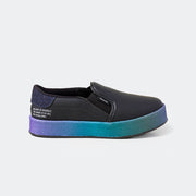 Tênis Slip On Feminino Tweenie #Mix Sola em Glitter Degradê Preto.