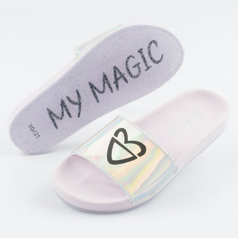 Chinelo Slide Tweenie #Glow Holográfico.