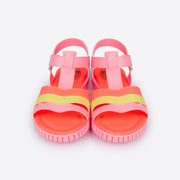Sandália Papete Infantil Pampili Candy Rosa Neon e Colorida - frente sandália colorida