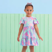 Vestido Kids Mon Sucré Bubble com Babado e Estampa de Ursos - menina vestindo