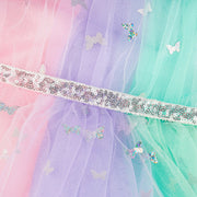 Vestido de Festa Petit Cherie Tule com Borboletas Holográficas Multicolorido - 1 a 6 Anos - detalhe no cinto de paetê