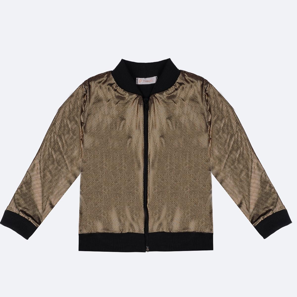 Jaqueta Infantil Pampili Rocker Ouro Velho - frente jaqueta infantil feminina