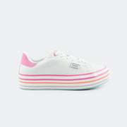 Tênis Feminino Tweenie #Vibes Listras Coloridas Branco.