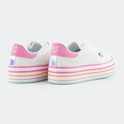 Tênis Feminino Tweenie #Vibes Listras Coloridas Branco.