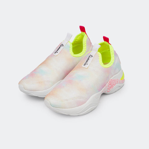 Tênis Chunky Feminino Tweenie #Magic Tie Dye Detalhes Neon Branco Colorido.