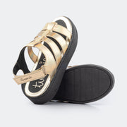 Sandália Feminina Tweenie #Now Flatform com Tiras Metalizadas Dourada.