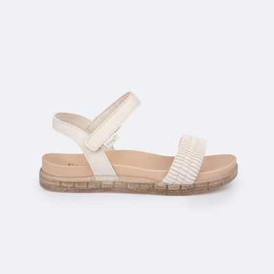 Sandália Papete Infantil Fly Elástico Comfy Off White- lateral da sandália papete feminina