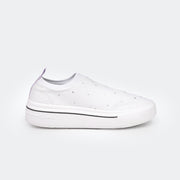 Tênis Slip On Feminino Knit Tweenie #Crush Real Zone com Strass Branco.