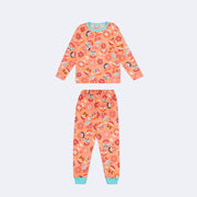 Pijama Kids Alakazoo Manga Longa Donuts Salmão - frente do pijama estampado