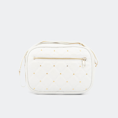 Bolsa Tiracolo Feminina Tweenie Branca Com Detalhe Dourado.