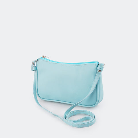 Bolsa Baguete Feminina Tweenie Chill Detalhe Corrente Azul Misty.