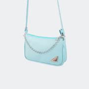 Bolsa Baguete Feminina Tweenie Chill Detalhe Corrente Azul Misty.