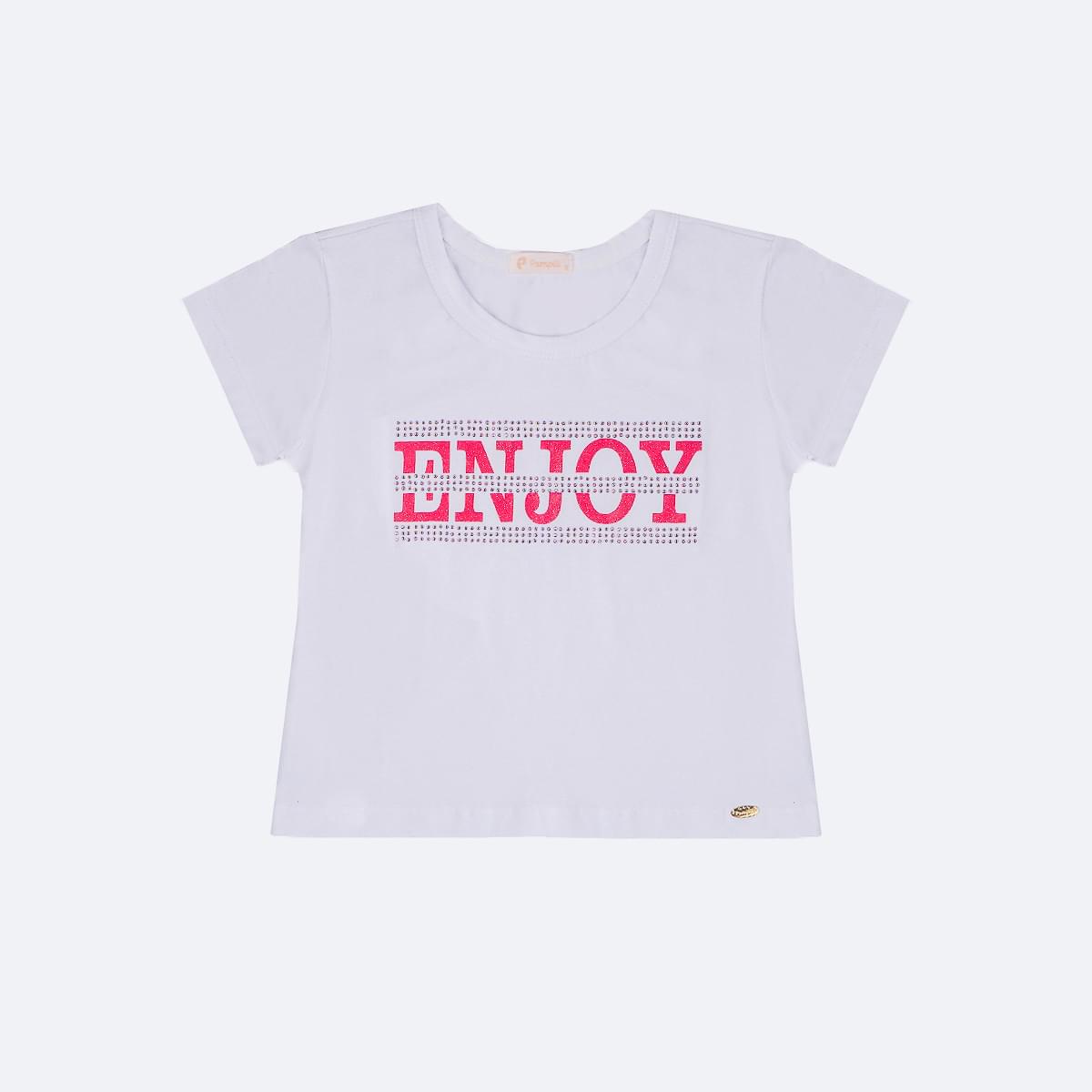 Camiseta Infantil Pampili Strass Enjoy Branca - frente camiseta branca