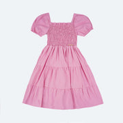 Vestido de Festa Infantil Três Marias Lastex Rosa - frente vestido infantil