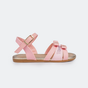 Sandália Infantil Primeiros Passos Pampili Mili Tira Laços Rosa Glace - lateral sandália infantil rosa