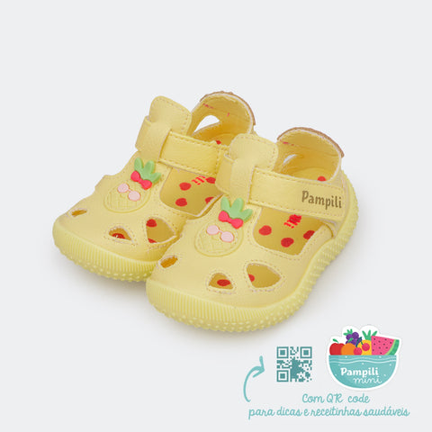 Tênis Infantil Primeiros Passos Confort Baby Abacaxi Amarelo Butter.