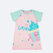 Camisola Bebê Tip Top Glitter Cupcake Rosa - 1 a 3 Anos - frente da camisola estampada