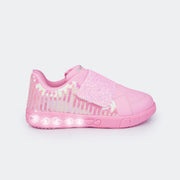 Tênis de Led Infantil Pampili Sneaker Luz Paetê e Briho Rosa Bale - lateral tênis de led