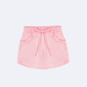 Short Saia Infantil Infanti Strass e Pérolas Rosa Claro - frente do short saia rosa