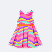 Vestido de Festa Kids Mon Sucré Beach Verão Multicolorido Neon - Frente