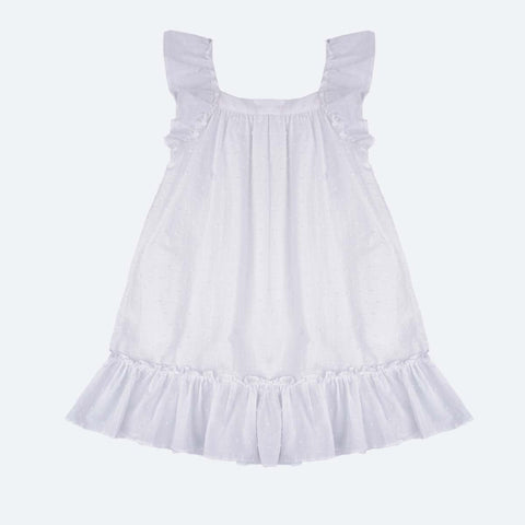Vestido de Bebê Roana com Laço e Pérolas Branco - costas do vestido de bebê babado