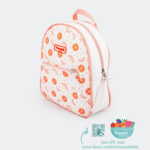 Mochila para Bebê Estampa Laranja Branca.