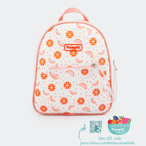 Mochila para Bebê Estampa Laranja Branca.