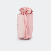 Bolsa Saco Infantil Glitter Fino e Strass Rosa Glace.